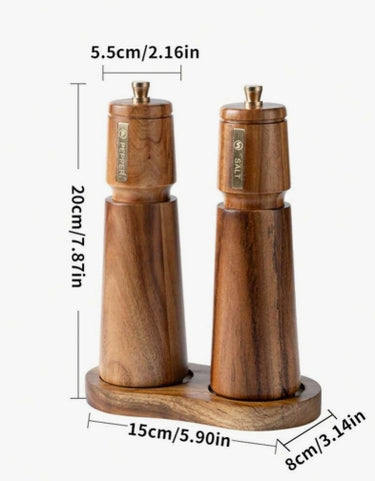3-Piece Acacia Wood Pepper Grinder Set – Premium Manual Mills for Salt, Pepper & Spices